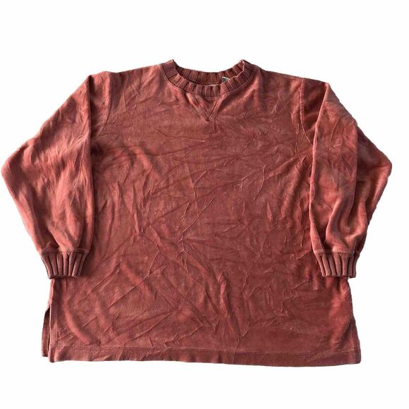 Appleseed’s Shirt Womens Large Orange Melon Velour Sweatshirt Pullover - Picture 1 of 9